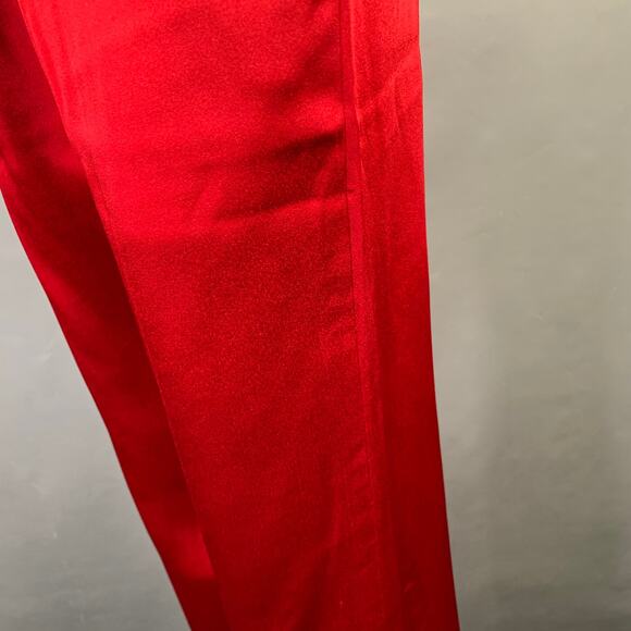 HAIDER ACKERMANN Size S Red Acetate Silk Satin Straight Zip Fly Casual Pants - Picture 6 of 10